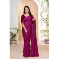Vaystra Vichitra Silk Striped Saree With Unstitched Blouse 5.5Mtr – Purple