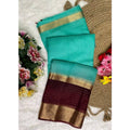 Vaystra Khadi Cotton Solid Saree With Unstitched Blouse 5.5Mtr – Sky Blue