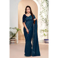 Vaystra Vichitra Silk Striped Saree With Unstitched Blouse 5.5Mtr – Blue