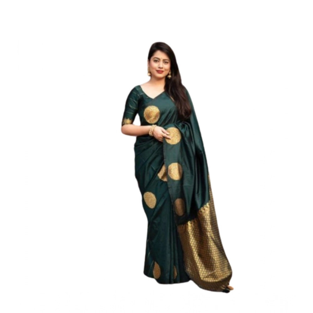 Vaystra Silk Printed Saree With Unstitched Blouse 5.5Mtr – Green