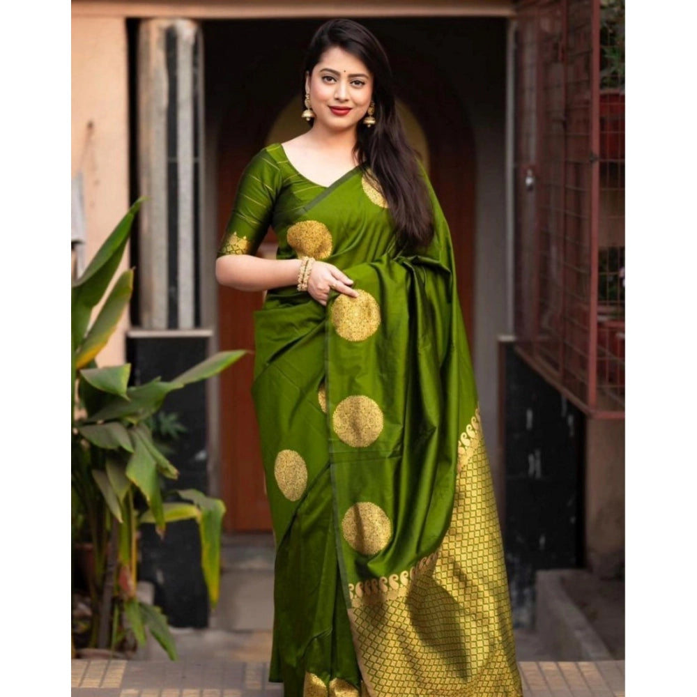 Vaystra Silk Printed Saree With Unstitched Blouse 5.5Mtr – Green