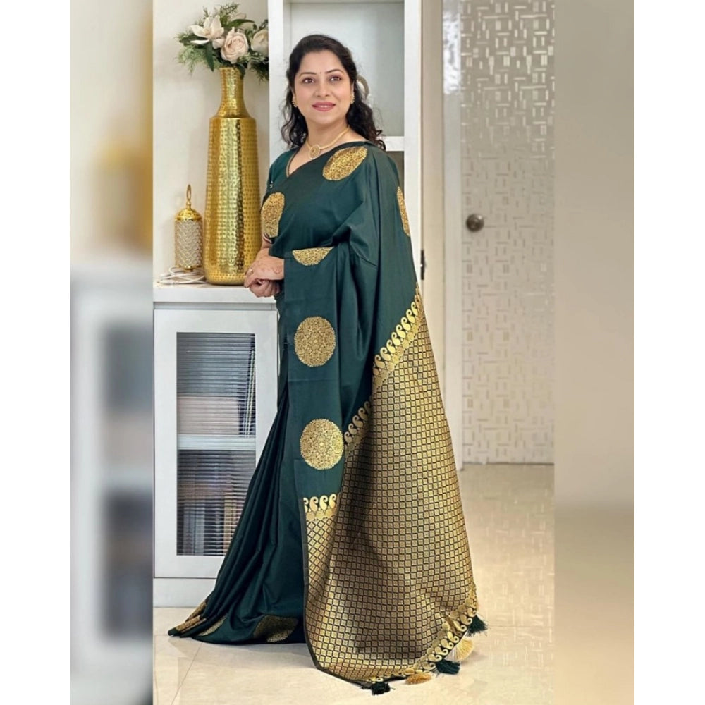 Vaystra Silk Printed Saree With Unstitched Blouse 5.5Mtr – Green
