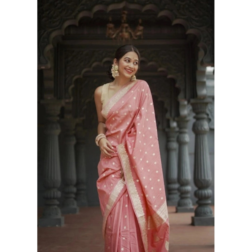 Vaystra Cotton Printed Saree With Unstitched Blouse 5.5Mtr – Peach