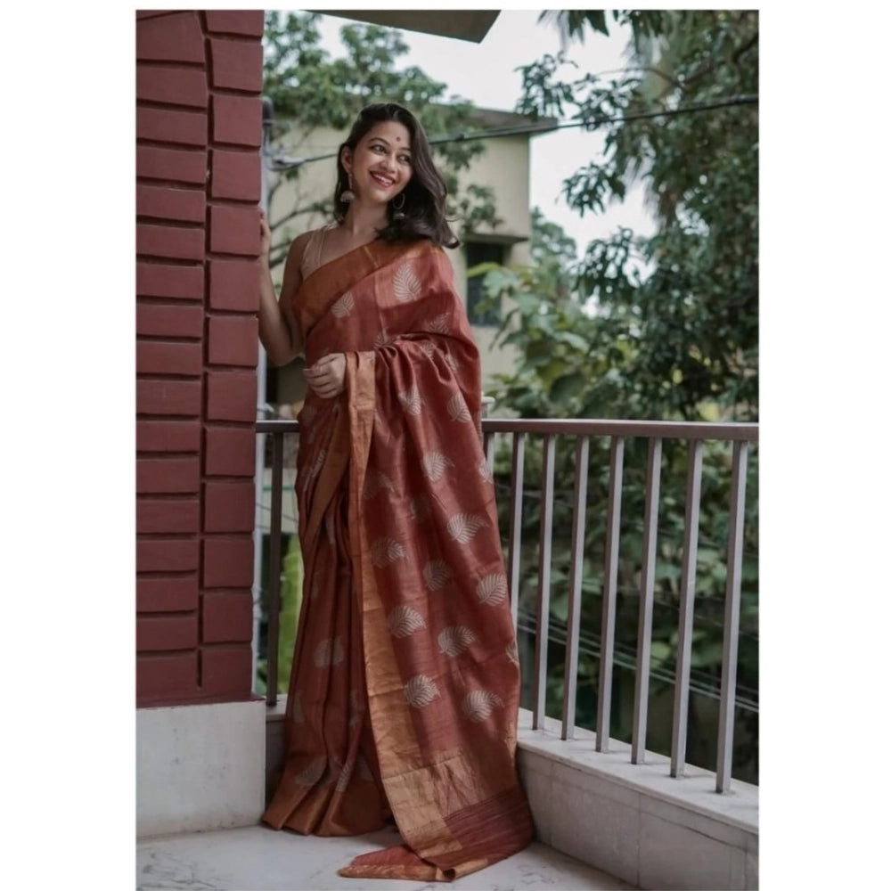 Vaystra Silk Printed Saree With Unstitched Blouse 5.5Mtr – Maroon