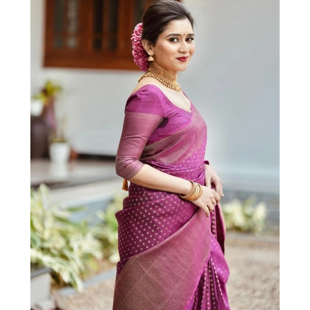 Vaystra Silk Printed Saree With Unstitched Blouse 5.5Mtr – Purple