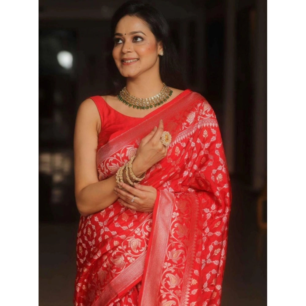 Vaystra Silk Printed Saree With Unstitched Blouse 5.5Mtr – Orange