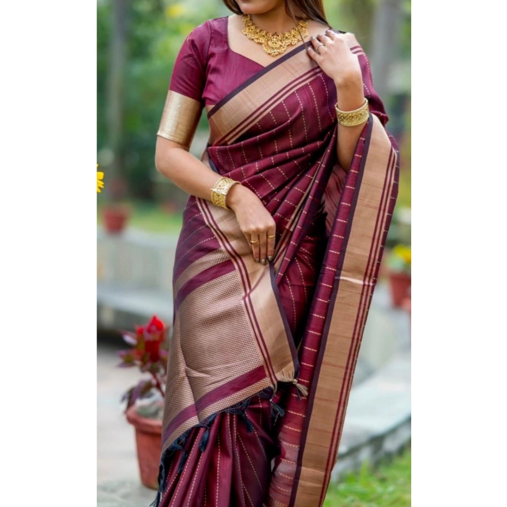 Vaystra Silk Printed Saree With Unstitched Blouse 5.5Mtr – Maroon