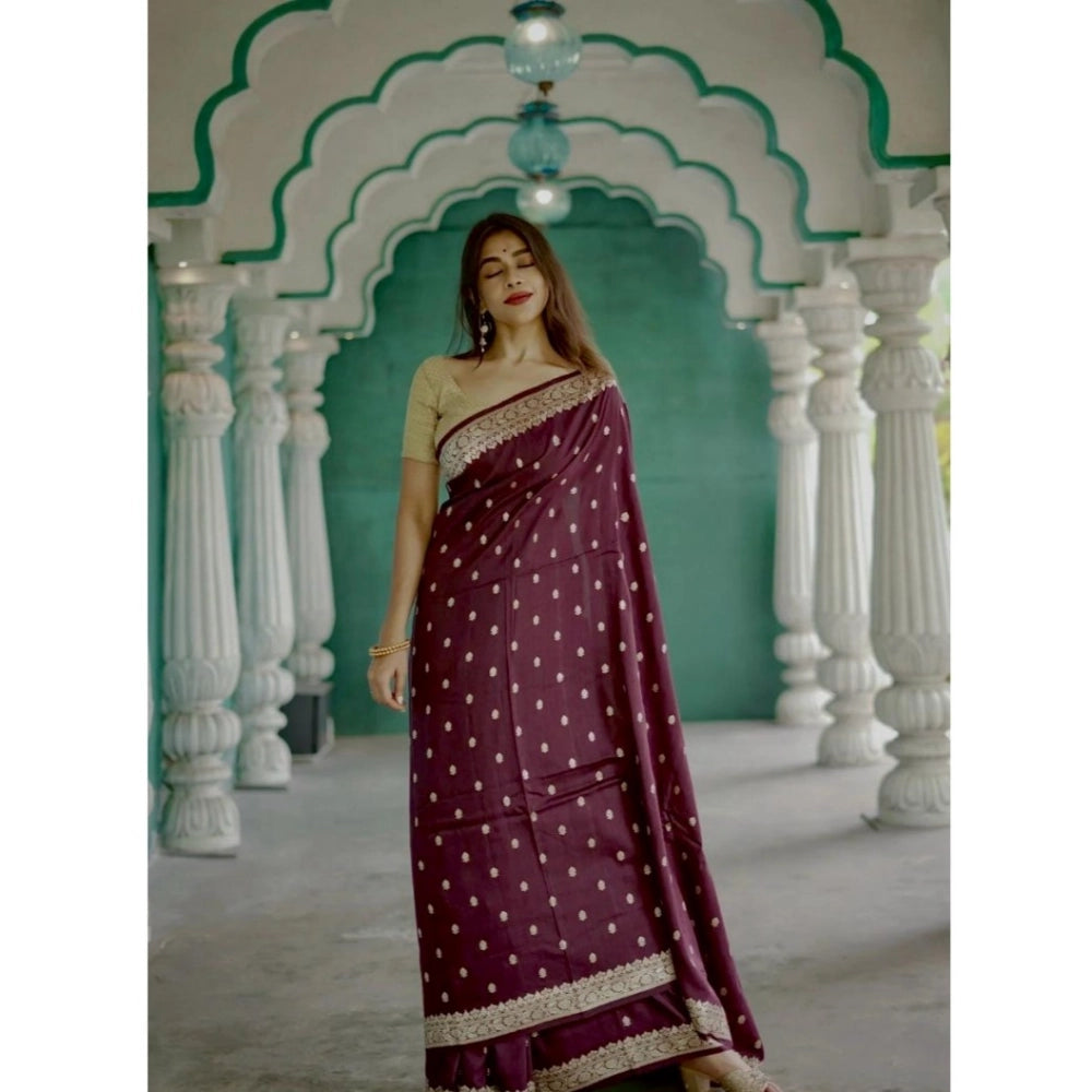 Vaystra Cotton Printed Saree With Unstitched Blouse 5.5Mtr – Purple