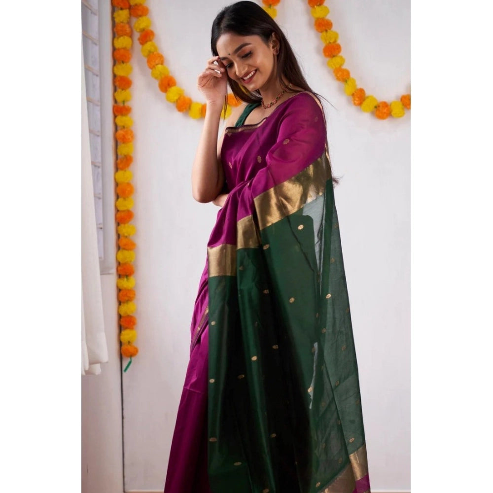 Vaystra Cotton Printed Saree With Unstitched Blouse 5.5Mtr – Wine
