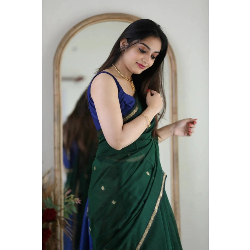 Vaystra Cotton Printed Saree With Unstitched Blouse 5.5Mtr – Green