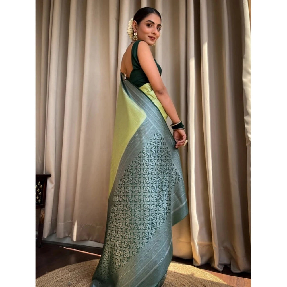 Vaystra Silk Printed Saree With Unstitched Blouse 5.5Mtr – Sea Green