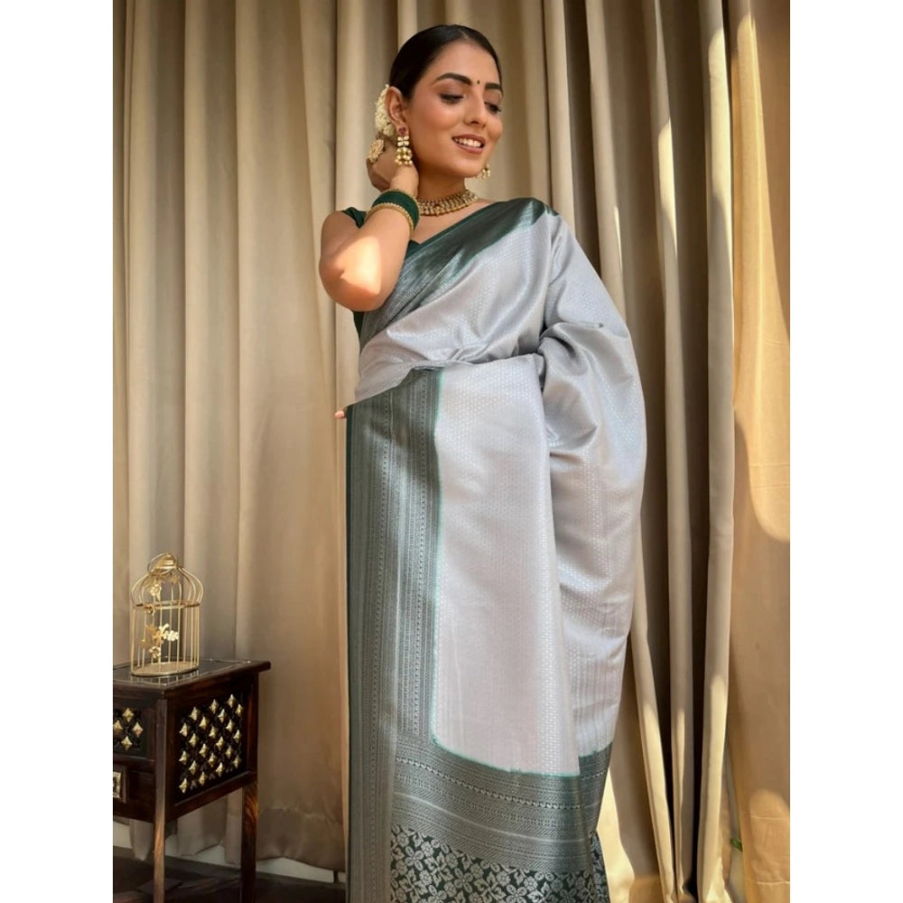 Vaystra Silk Printed Saree With Unstitched Blouse 5.5Mtr – Grey