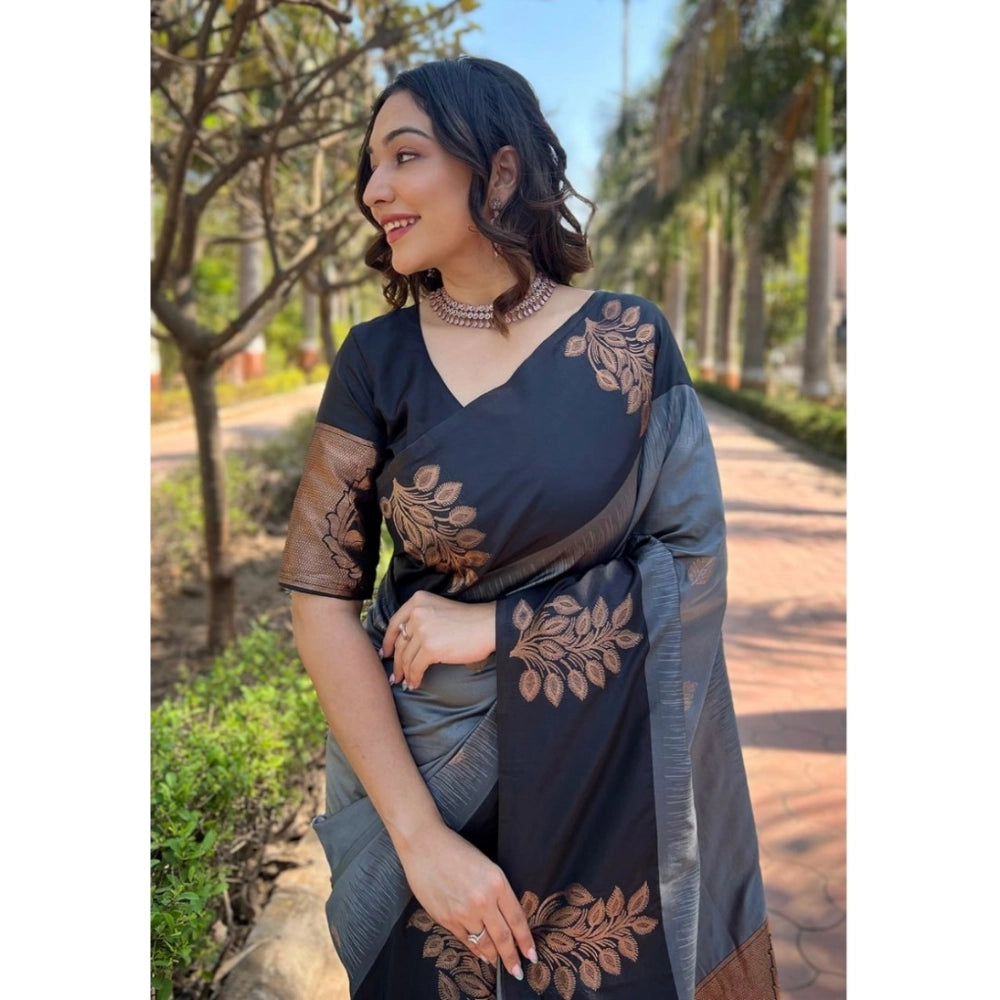 Vaystra Silk Printed Saree With Unstitched Blouse 5.5Mtr – Grey