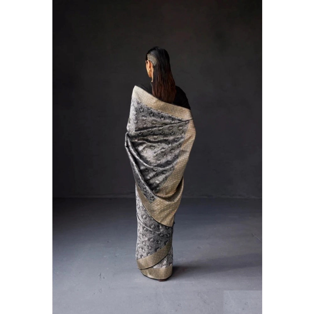 Vaystra Silk Printed Saree With Unstitched Blouse 5.5Mtr – Grey