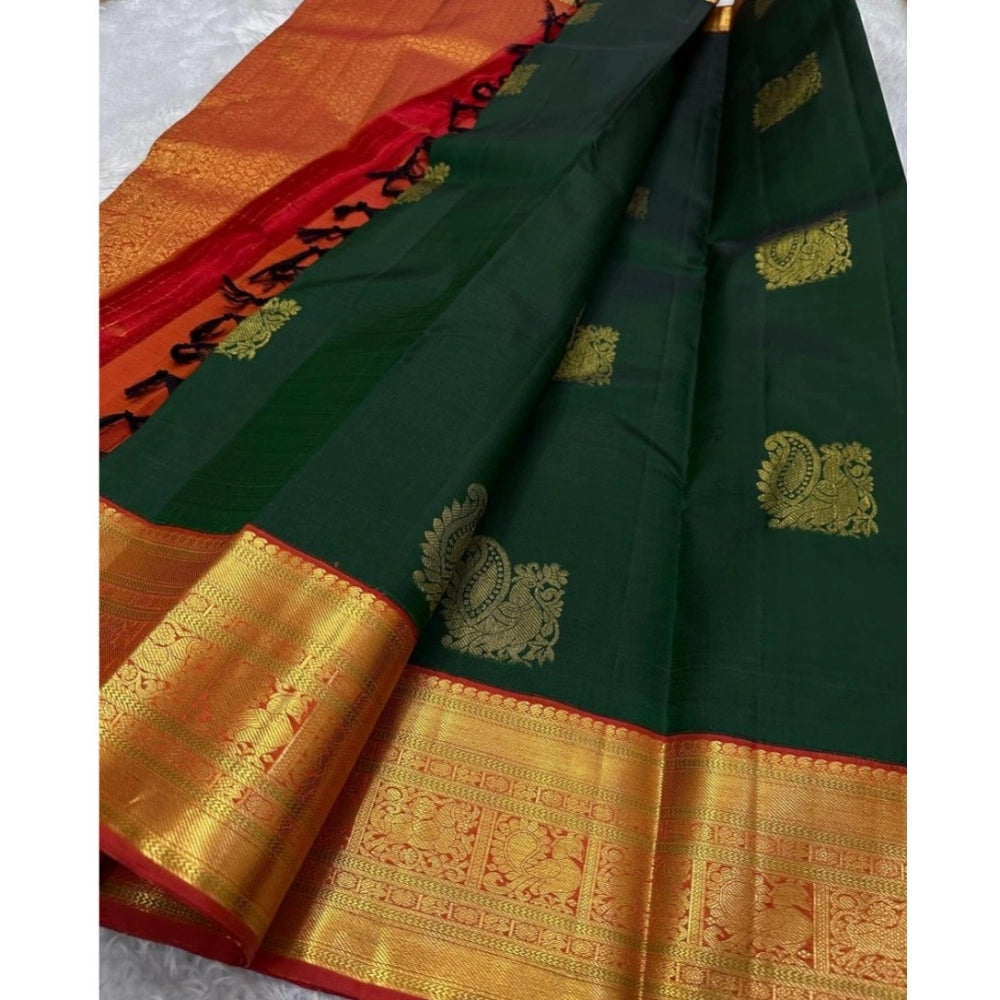 Vaystra Silk Printed Saree With Unstitched Blouse 5.5Mtr – Green
