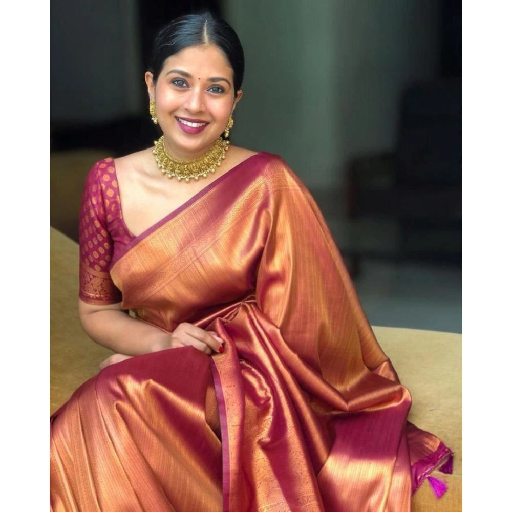 Vaystra Silk Printed Saree With Unstitched Blouse 5.5Mtr – Maroon