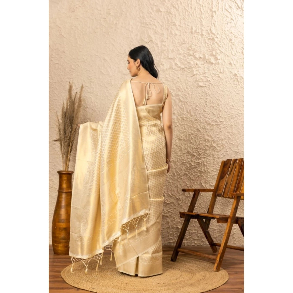 Vaystra Silk Printed Saree With Unstitched Blouse 5.5Mtr – Gold