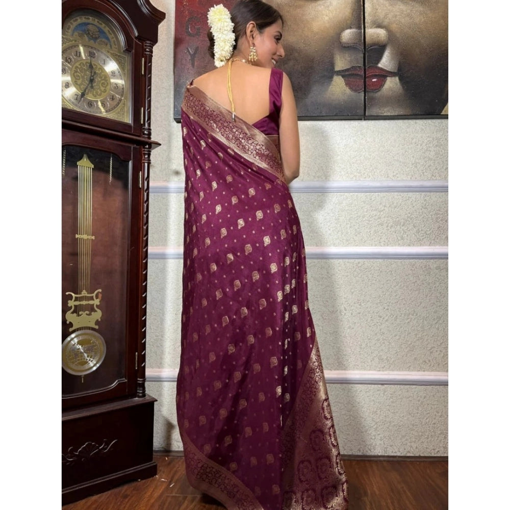 Vaystra Silk Printed Saree With Unstitched Blouse 5.5Mtr – Wine