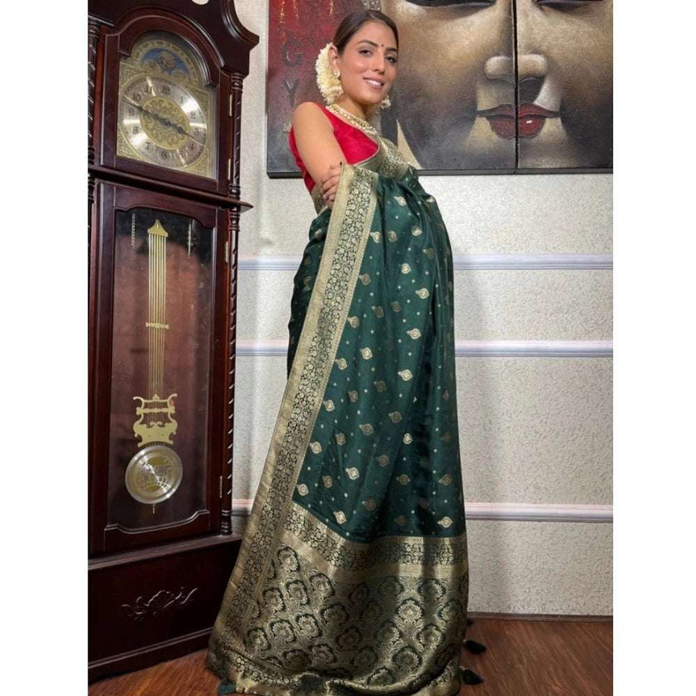 Vaystra Silk Printed Saree With Unstitched Blouse 5.5Mtr – Green