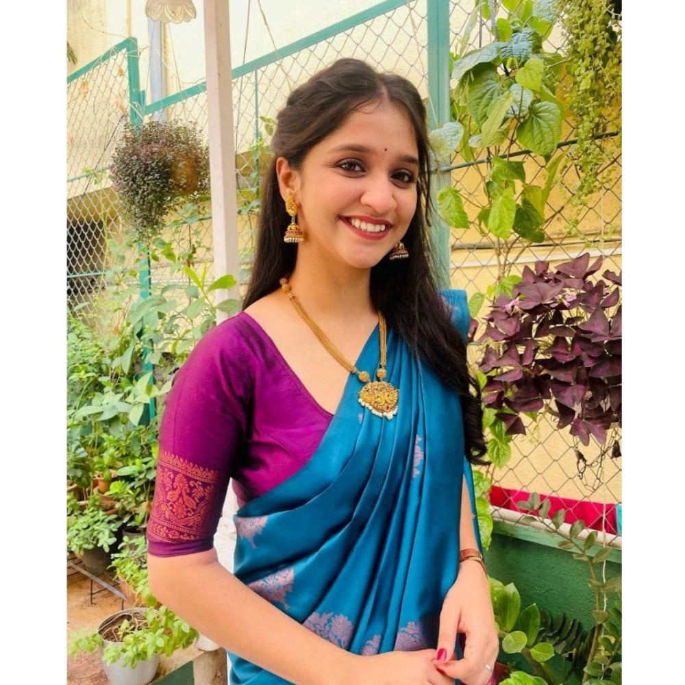 Vaystra Silk Printed Saree With Unstitched Blouse 5.5Mtr – Rama