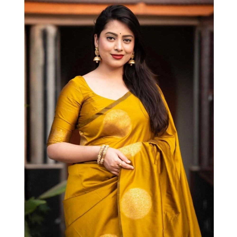 Vaystra Silk Printed Saree With Unstitched Blouse 5.5Mtr – Yellow