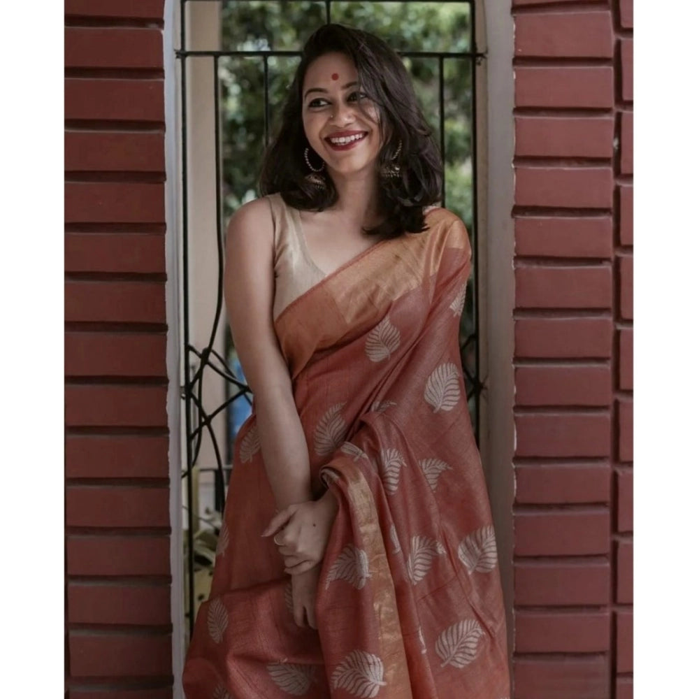 Vaystra Silk Printed Saree With Unstitched Blouse 5.5Mtr – Maroon