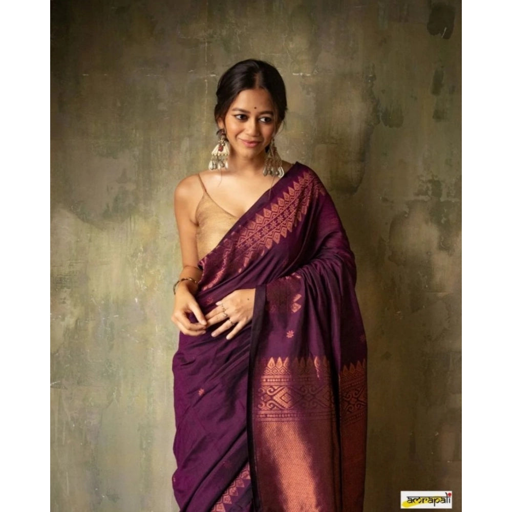 Vaystra Silk Printed Saree With Unstitched Blouse 5.5Mtr – Wine