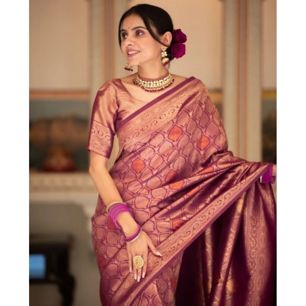 Vaystra Silk Printed Saree With Unstitched Blouse 5.5Mtr – Wine