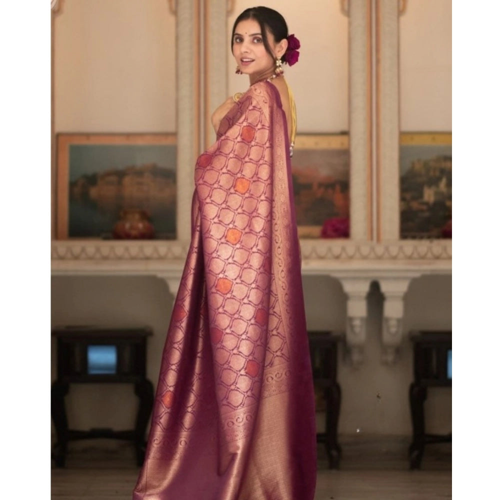 Vaystra Silk Printed Saree With Unstitched Blouse 5.5Mtr – Wine