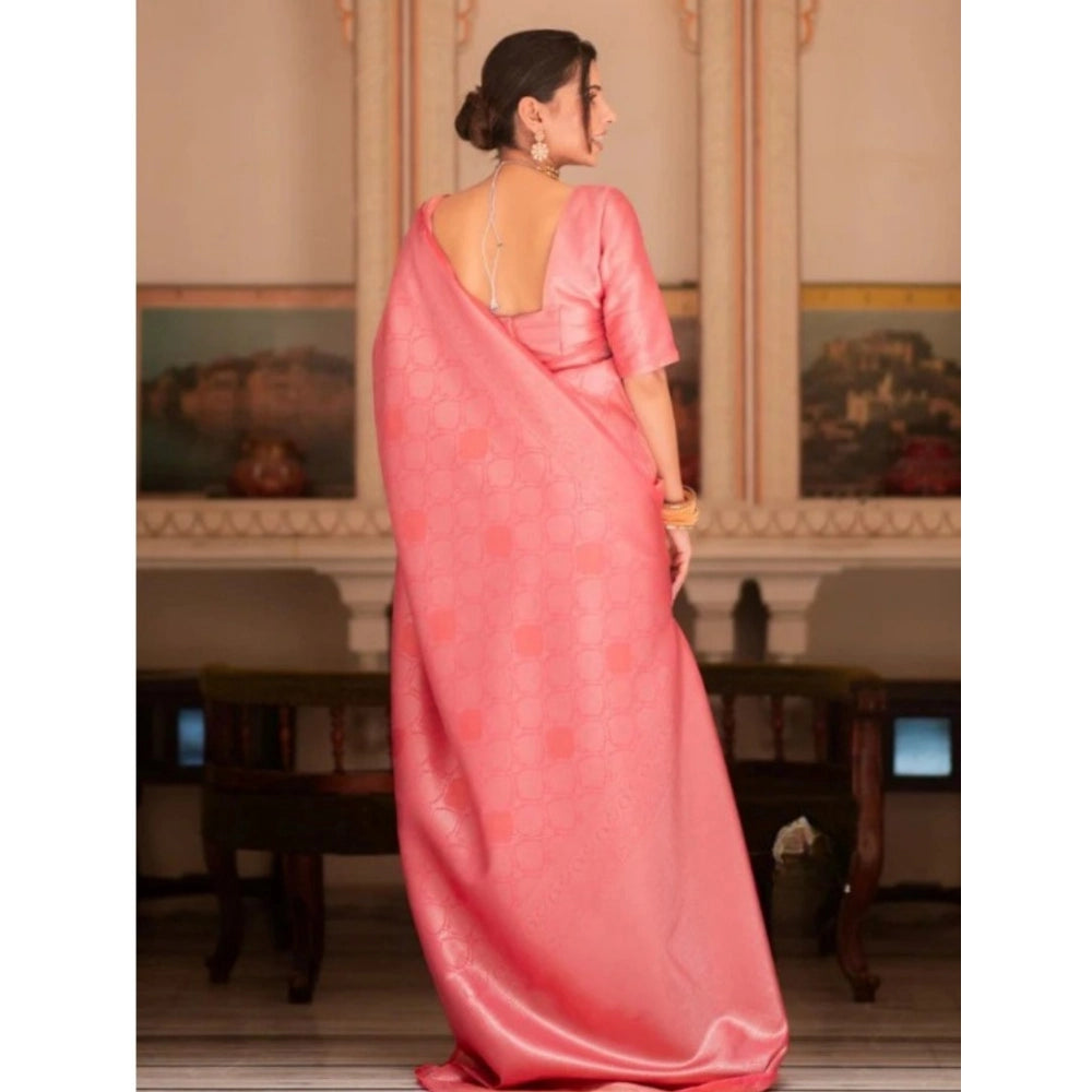 Vaystra Silk Printed Saree With Unstitched Blouse 5.5Mtr – Pink