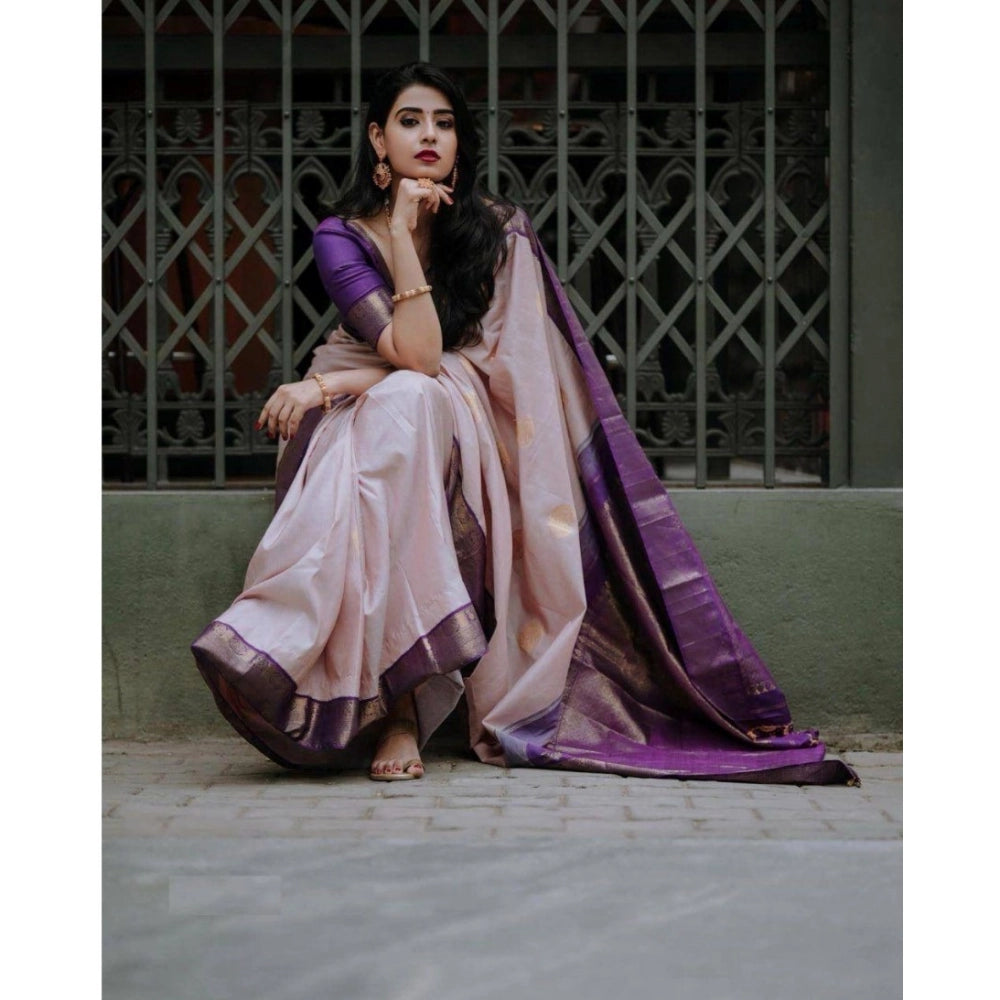 Vaystra Silk Printed Saree With Unstitched Blouse 5.5Mtr – Purple