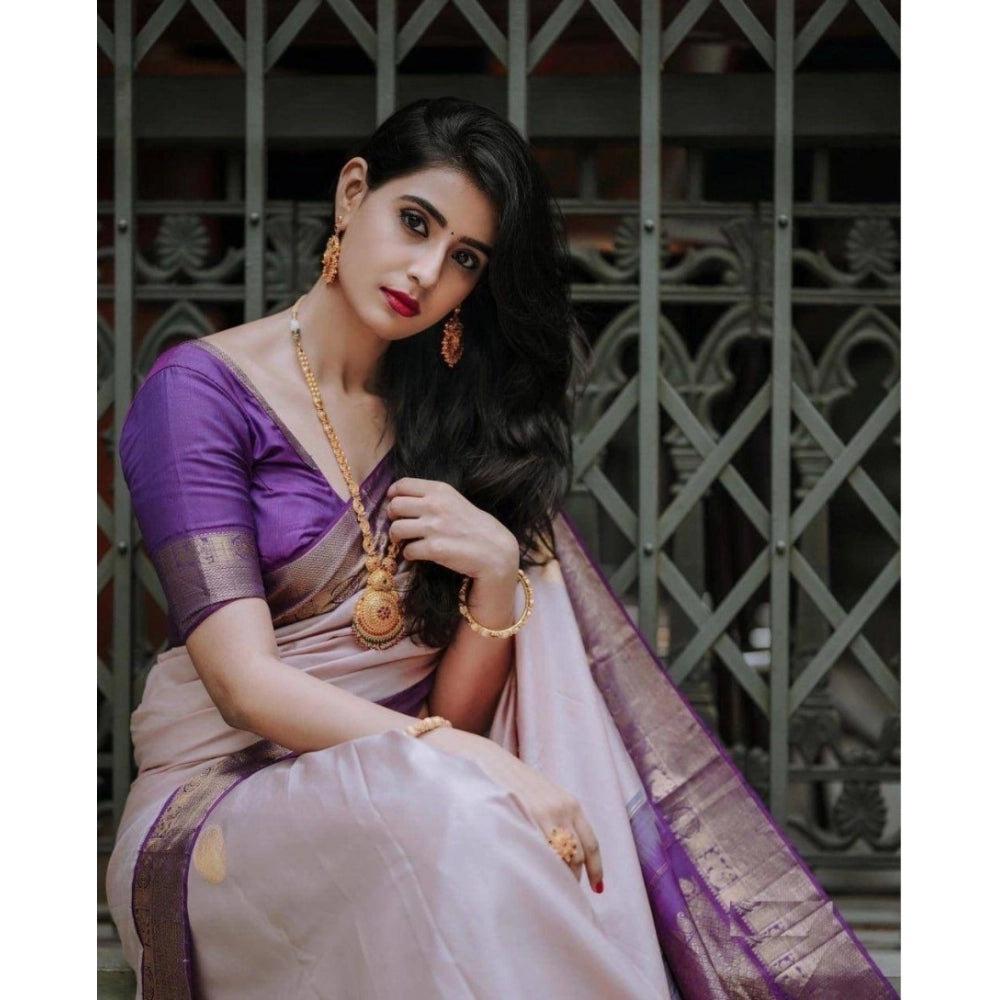 Vaystra Silk Printed Saree With Unstitched Blouse 5.5Mtr – Purple