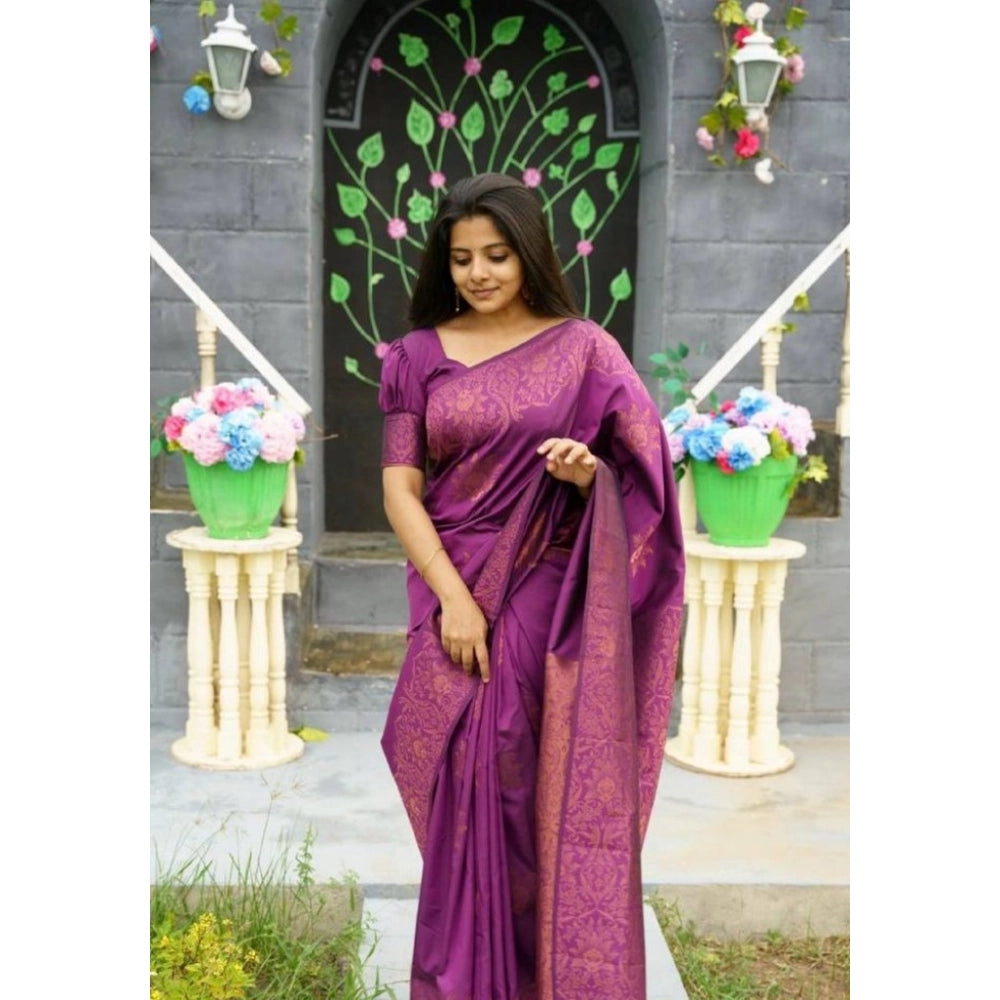 Vaystra Silk Printed Saree With Unstitched Blouse 5.5Mtr – Purple