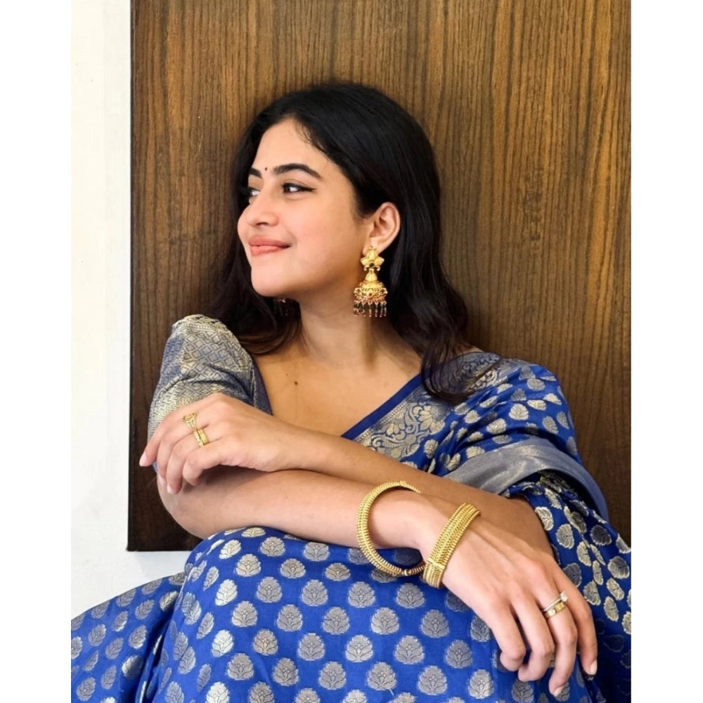 Vaystra Silk Printed Saree With Unstitched Blouse 5.5Mtr – Royal Blue