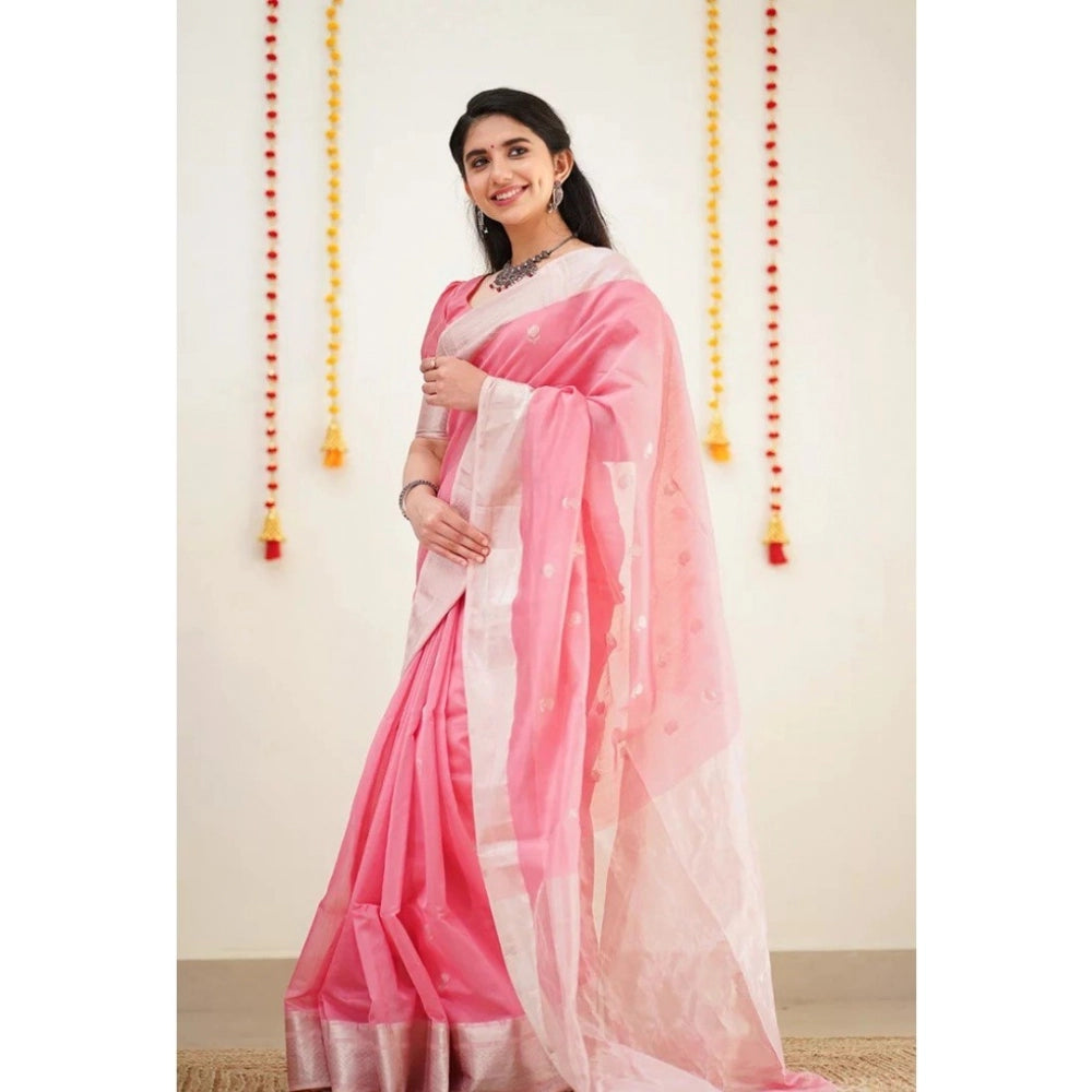 Vaystra Cotton Printed Saree With Unstitched Blouse 5.5Mtr – Pink