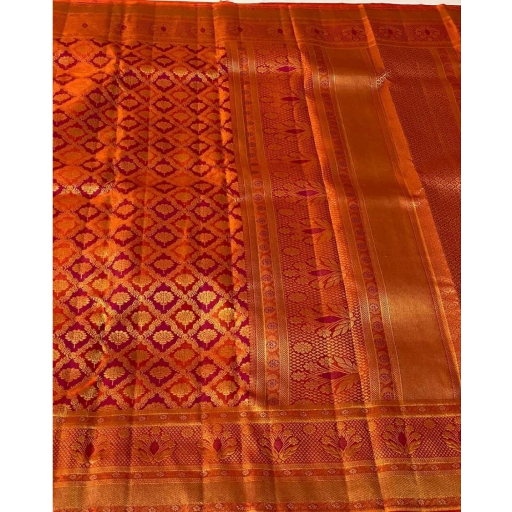 Vaystra Silk Printed Saree With Unstitched Blouse 5.5Mtr – Red