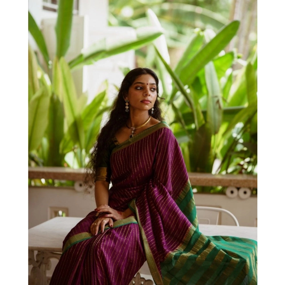 Vaystra Silk Printed Saree With Unstitched Blouse 5.5Mtr – Wine