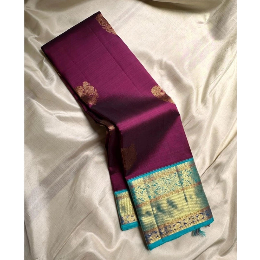 Vaystra Silk Printed Saree With Unstitched Blouse 5.5Mtr – Wine
