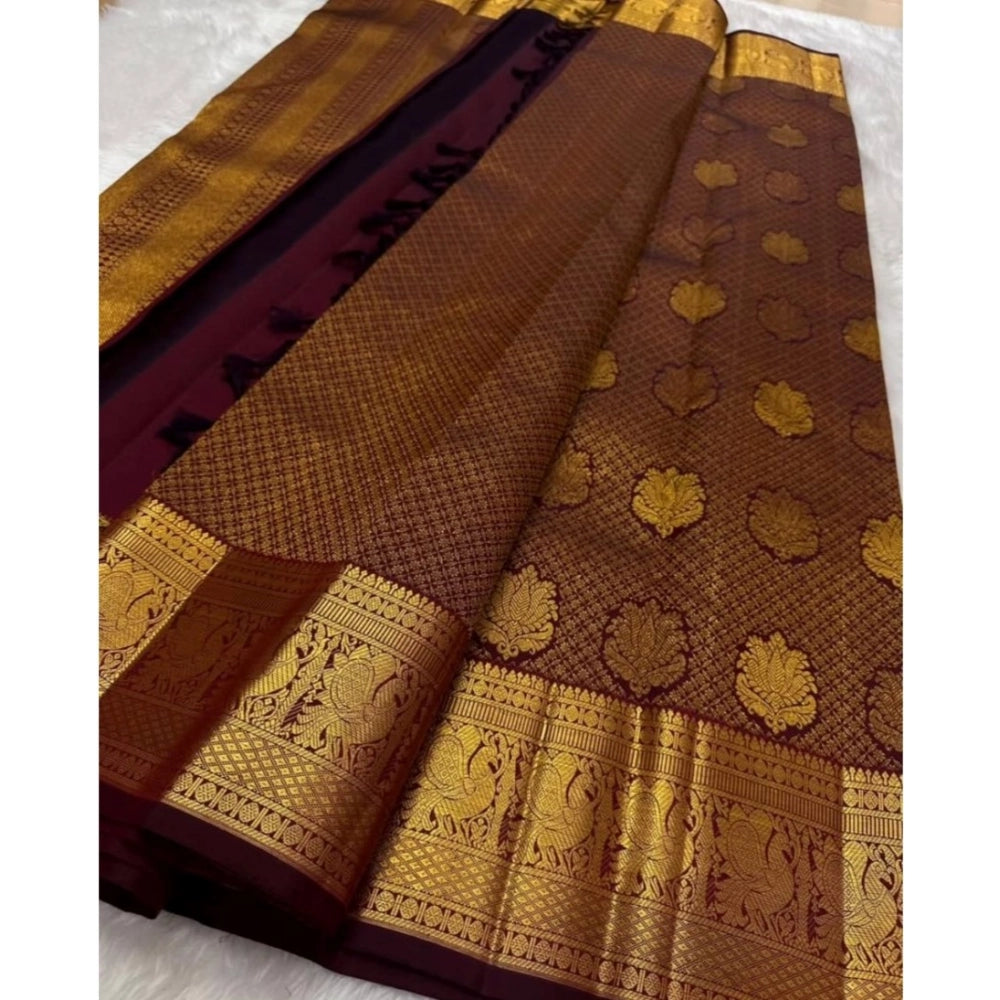 Vaystra Silk Printed Saree With Unstitched Blouse 5.5Mtr – Maroon