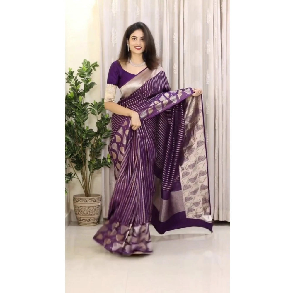 Vaystra Silk Printed Saree With Unstitched Blouse 5.5Mtr – Purple