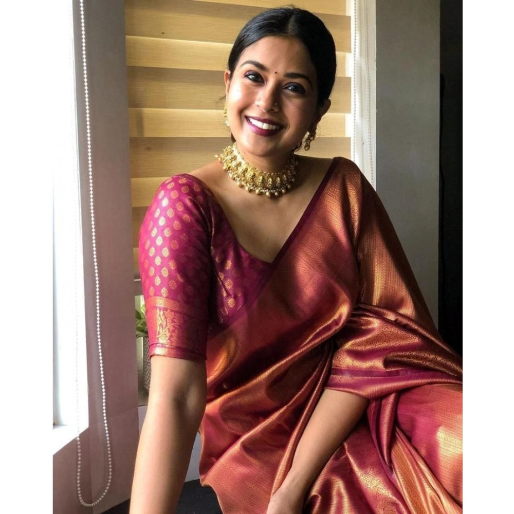 Vaystra Silk Printed Saree With Unstitched Blouse 5.5Mtr – Maroon