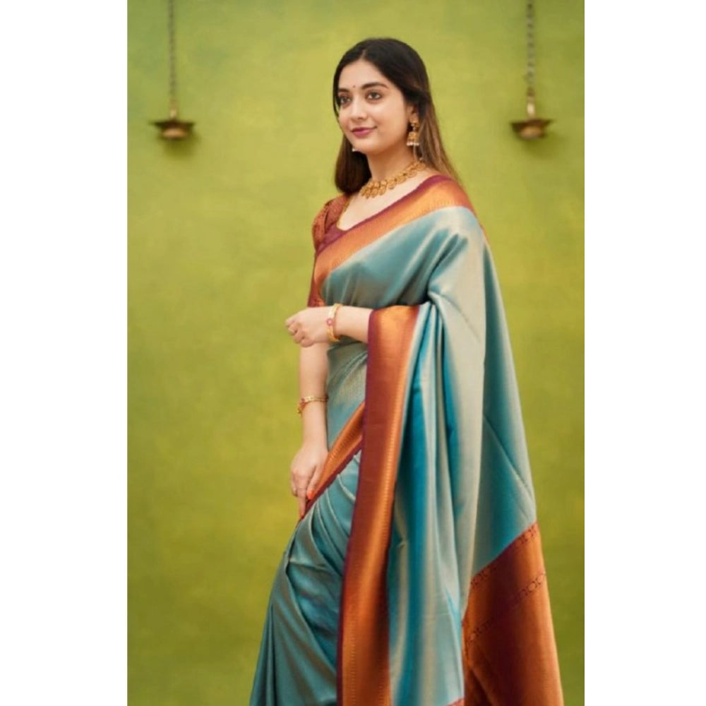 Vaystra Silk Printed Saree With Unstitched Blouse 5.5Mtr – Rama