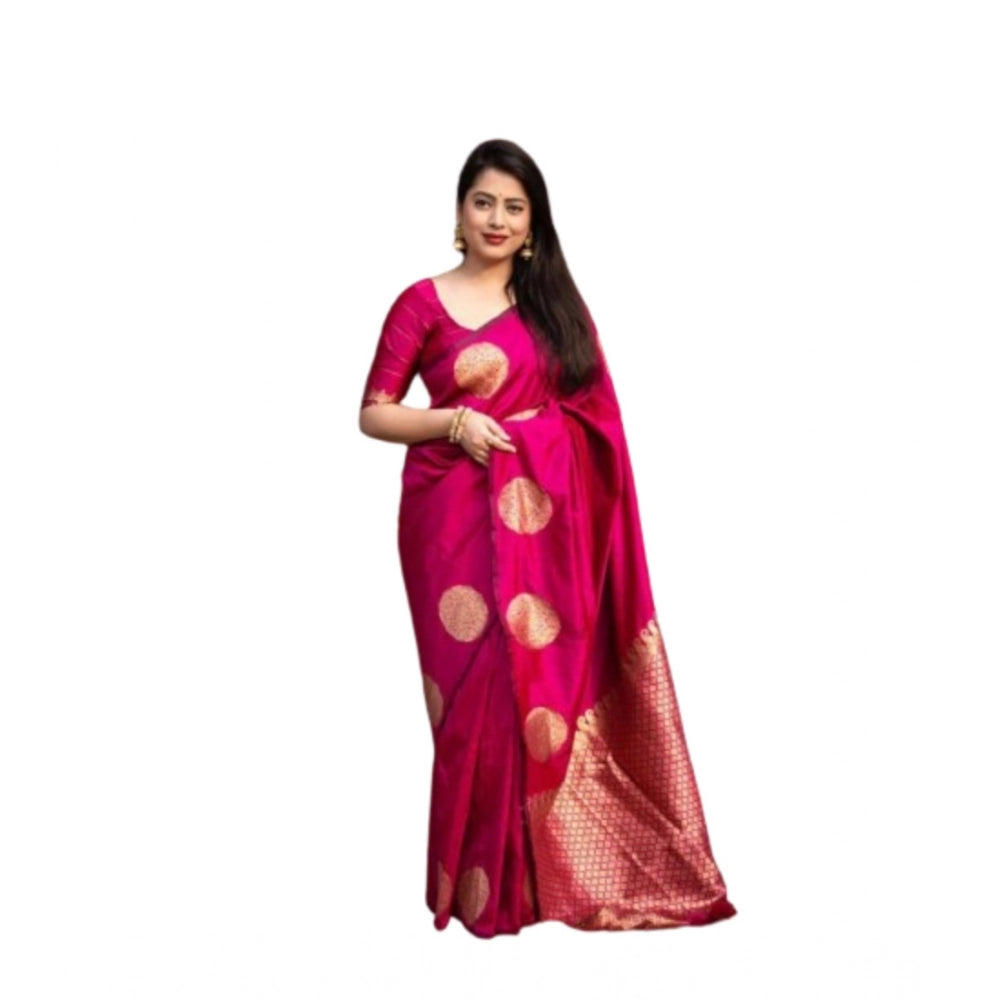 Vaystra Silk Printed Saree With Unstitched Blouse 5.5Mtr – Pink
