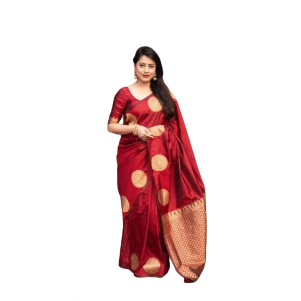 Vaystra Silk Printed Saree With Unstitched Blouse 5.5Mtr – Red