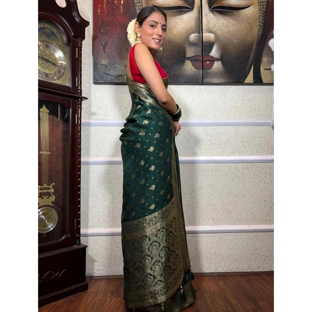 Vaystra Silk Printed Saree With Unstitched Blouse 5.5Mtr – Green