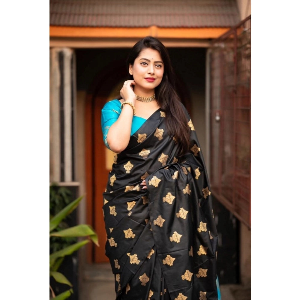 Vaystra Silk Printed Saree With Unstitched Blouse 5.5Mtr – Sky Blue