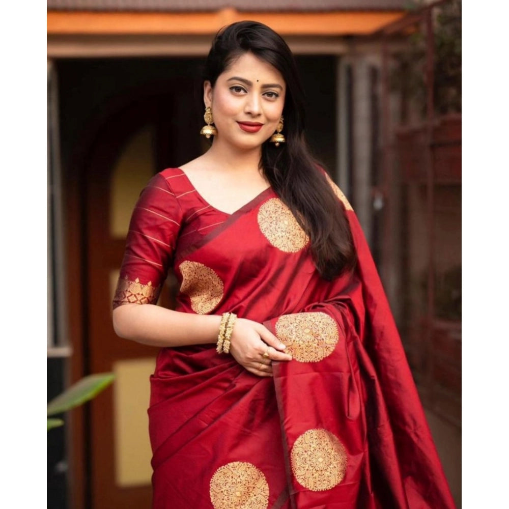 Vaystra Silk Printed Saree With Unstitched Blouse 5.5Mtr – Red