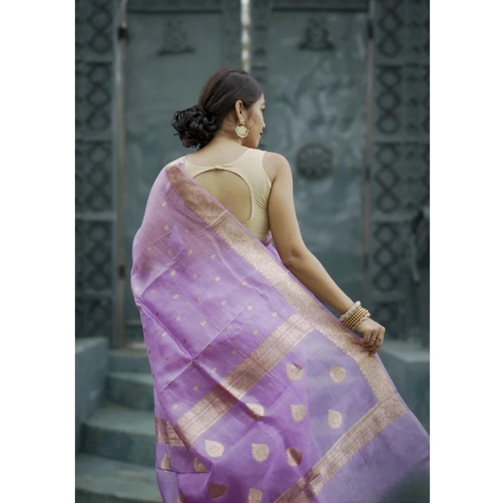 Vaystra Cotton Printed Saree With Unstitched Blouse 5.5Mtr – Lavender