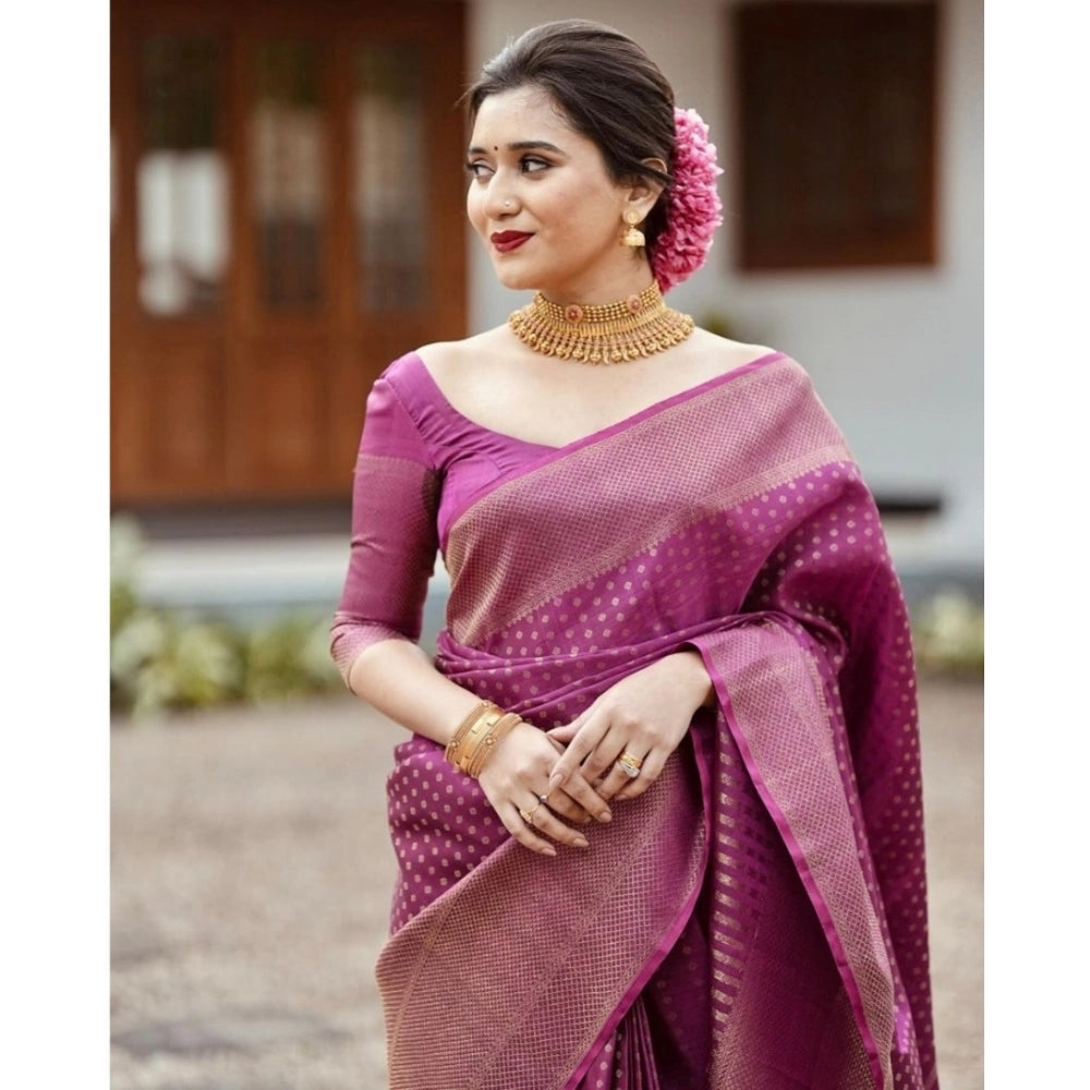 Vaystra Silk Printed Saree With Unstitched Blouse 5.5Mtr – Purple