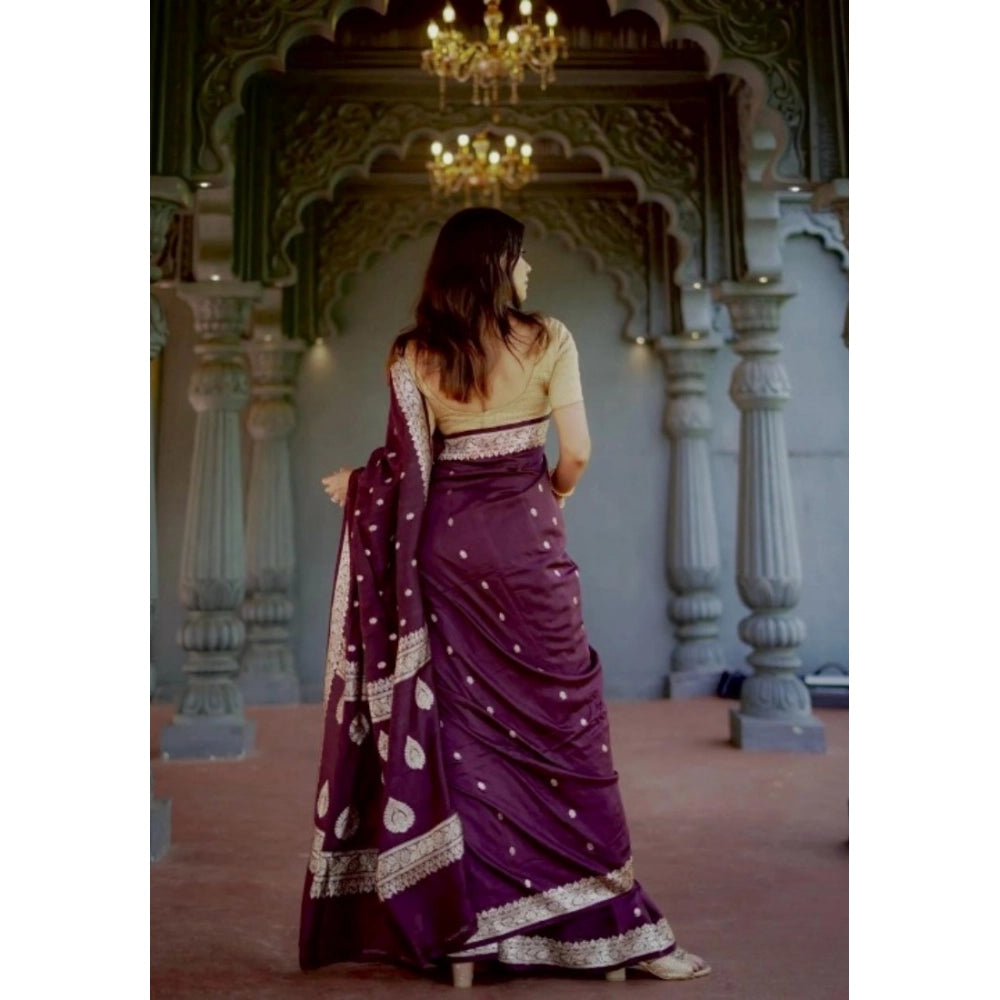 Vaystra Cotton Printed Saree With Unstitched Blouse 5.5Mtr – Purple